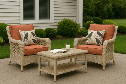 Cream Colored Wicker Chair Set